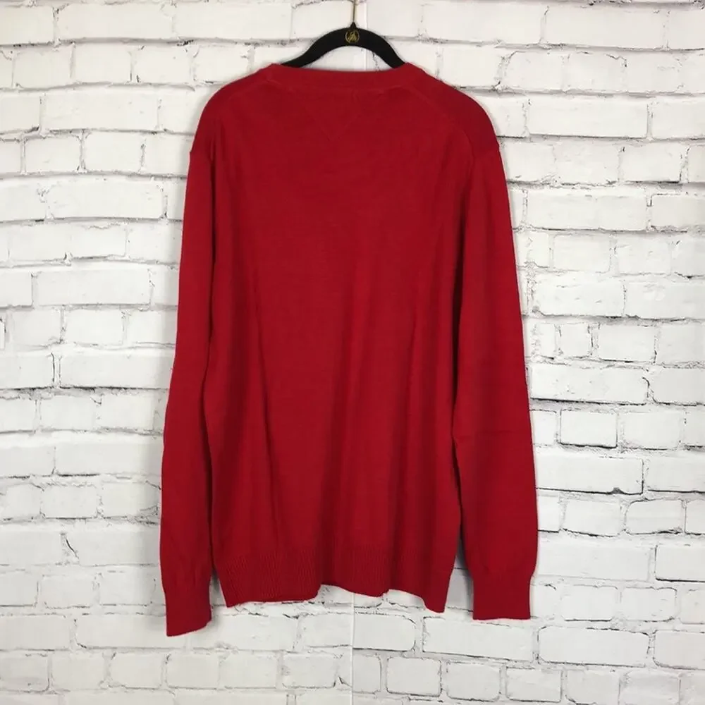 Tommy Hilfiger men’s red long sleeve crewneck knit sweater Size Medium